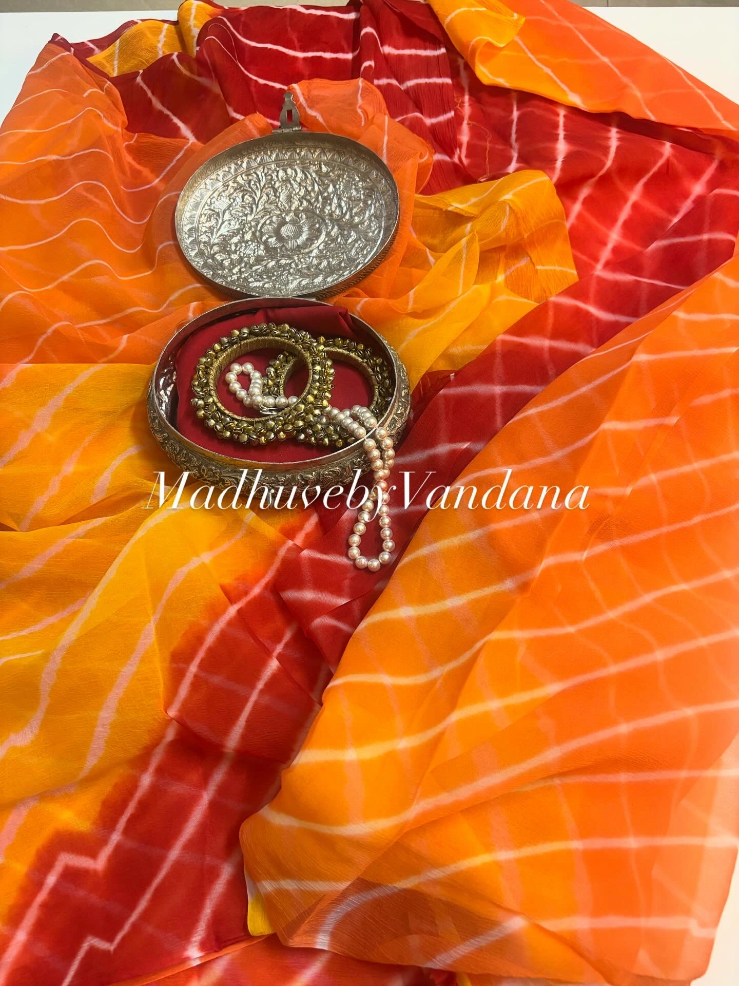 Tie & dye chiffon saree